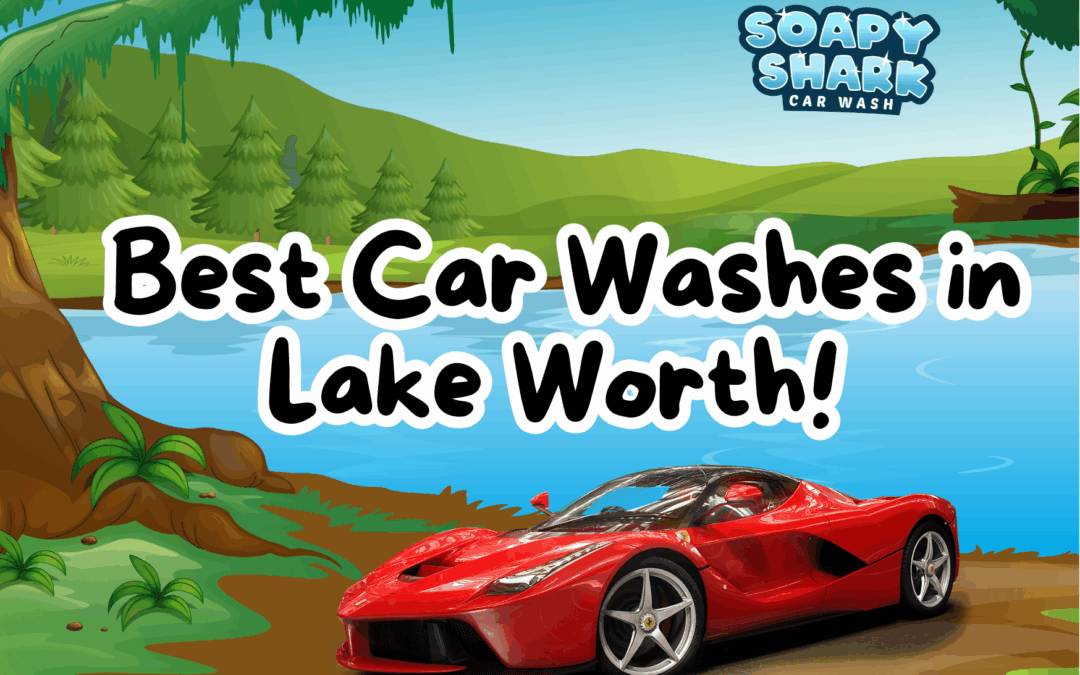 A collage showcasing the top-rated car washes in Lake Worth, featuring clean vehicles and modern wash facilities